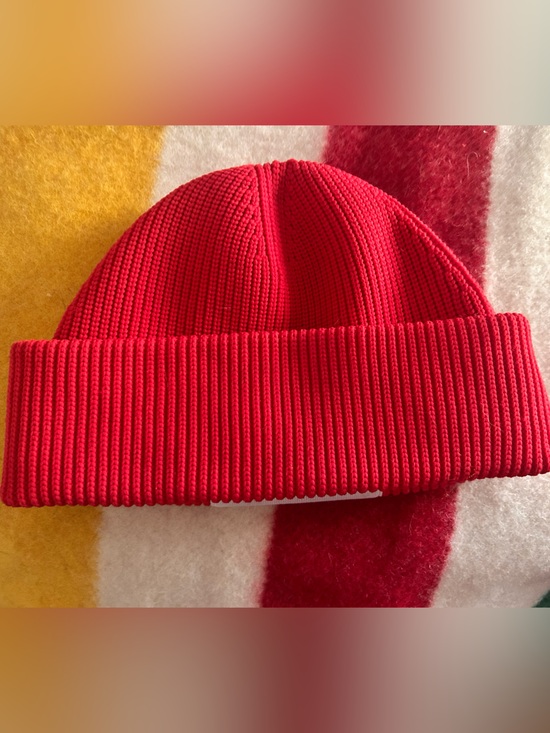 Alexander Wang Red  Ribbed Beanie with Logo Patch main image 4